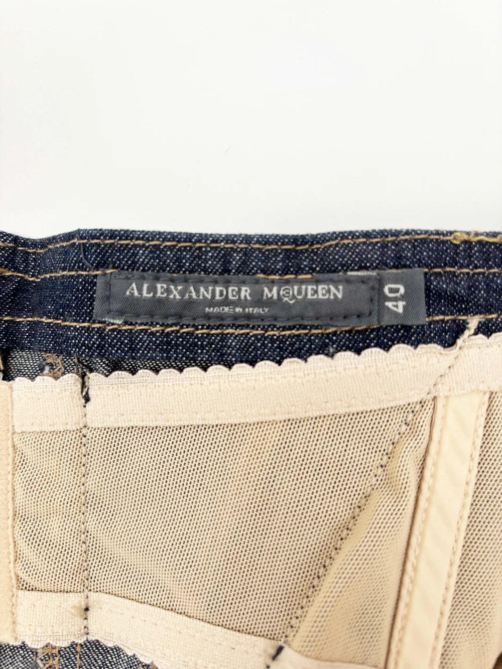 Alexander McQueen S/S 2004 denim bustier dress — JAMES VELORIA